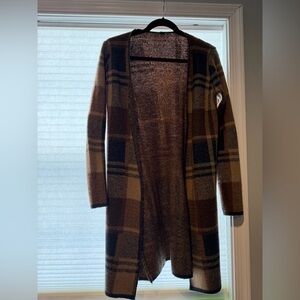 Chic Plaid Open-Front Cardigan